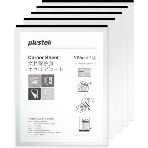 imagePlustek A4  Letter Size Document Carrier Sheets Pack of 5  Protects Fragile Paper and A3 Size Document by Folding Support Epson Brother Fujitsu and Canon Document Scanner