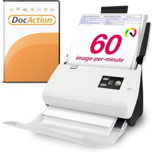 imagePlustek PS30D Duplex Document Scanner with 50 Sheet Auto Document Feeder ADF and searchable PDF Function by Abbyy OCR Support Mac and PC